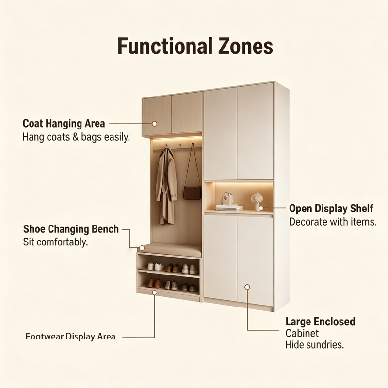 Modern Light Luxury Entryway Shoe Cabinet With Glass Display