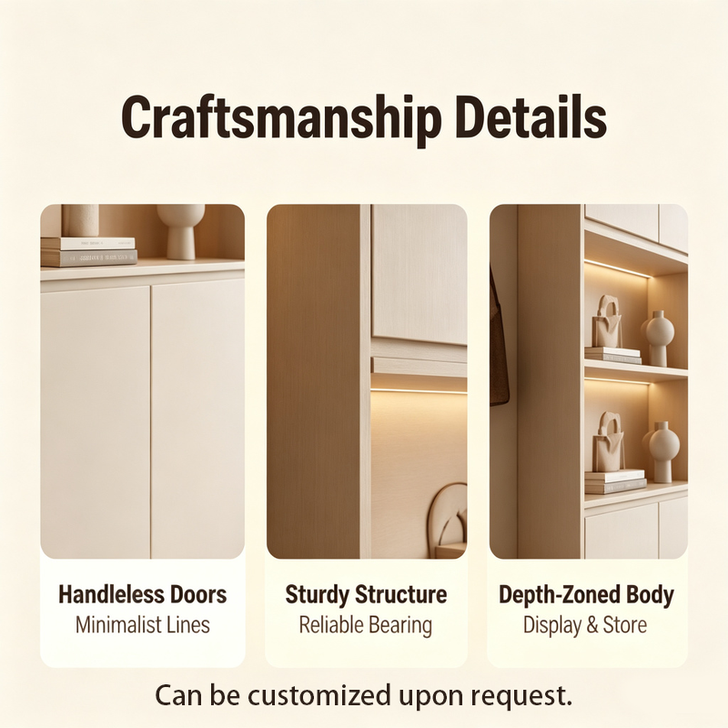Cream Style FloatingEntryway Shoe CabinetWith LED Strip Cream Style FloatingEntryway Shoe CabinetWith LED Strip