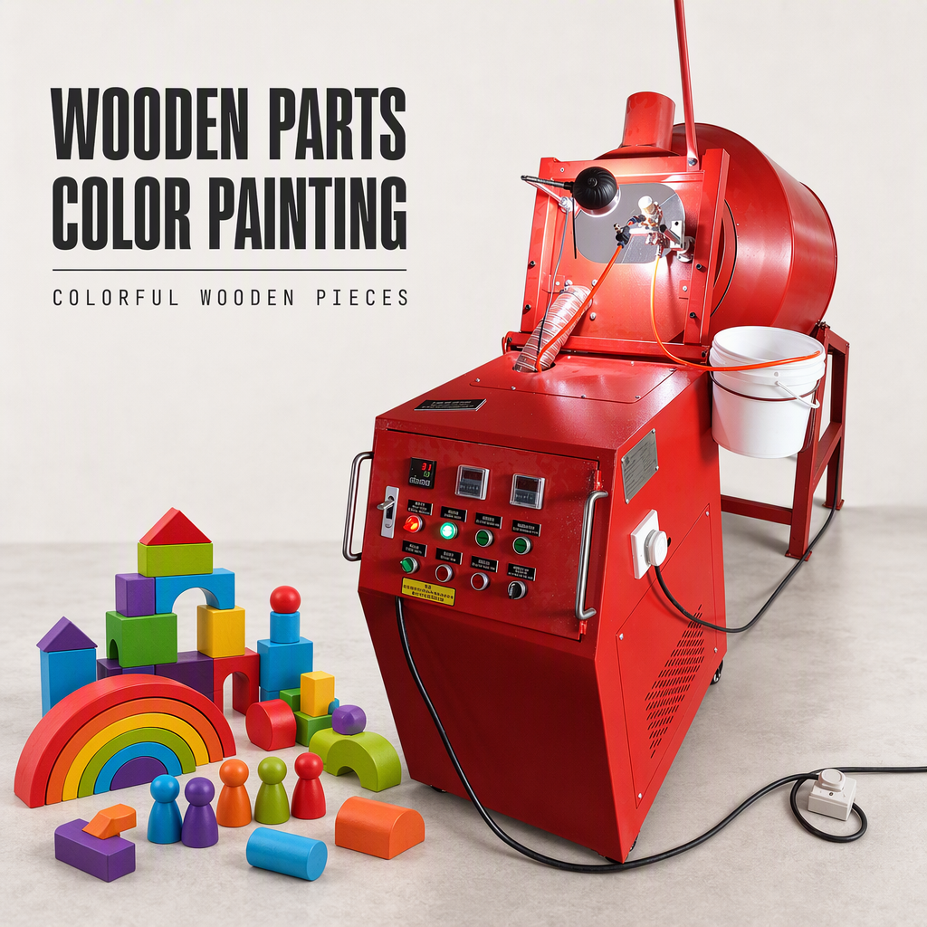 Máquina automática de pintura en aerosol para tambores, ideal para piezas pequeñas de madera de bambú, con control inteligente y escape automático. Máquina automática de pintura en aerosol para tambores, ideal para piezas pequeñas de madera de bambú, con control inteligente y escape automático.
