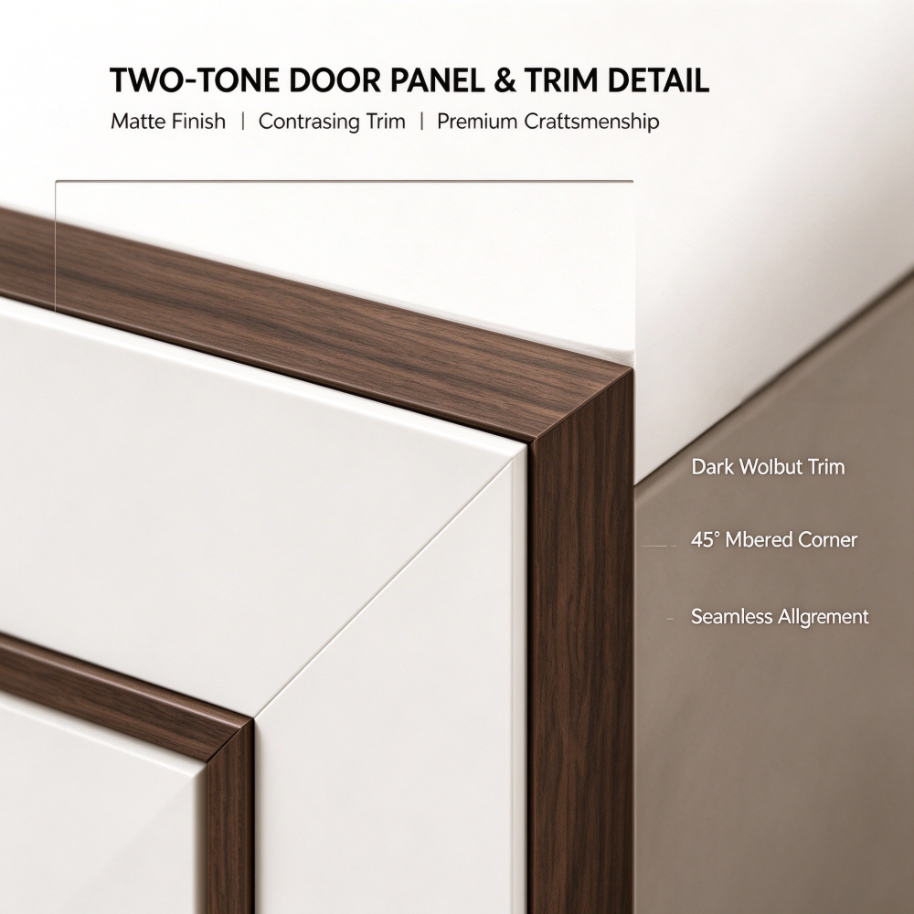 Modern Two Tone Wood Wine Cabinet with Led Light