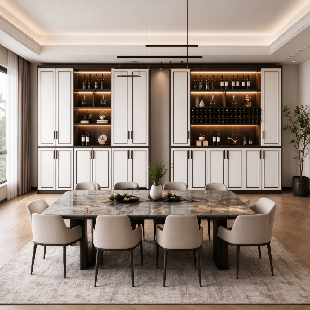 Modern Two Tone Wood Wine Cabinet with Led Light Modern Two Tone Wood Wine Cabinet with Led Light