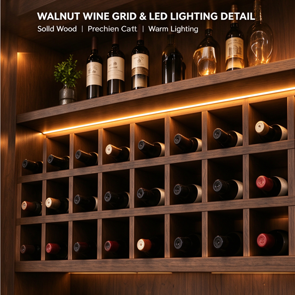 Modern Two Tone Wood Wine Cabinet with Led Light Modern Two Tone Wood Wine Cabinet with Led Light