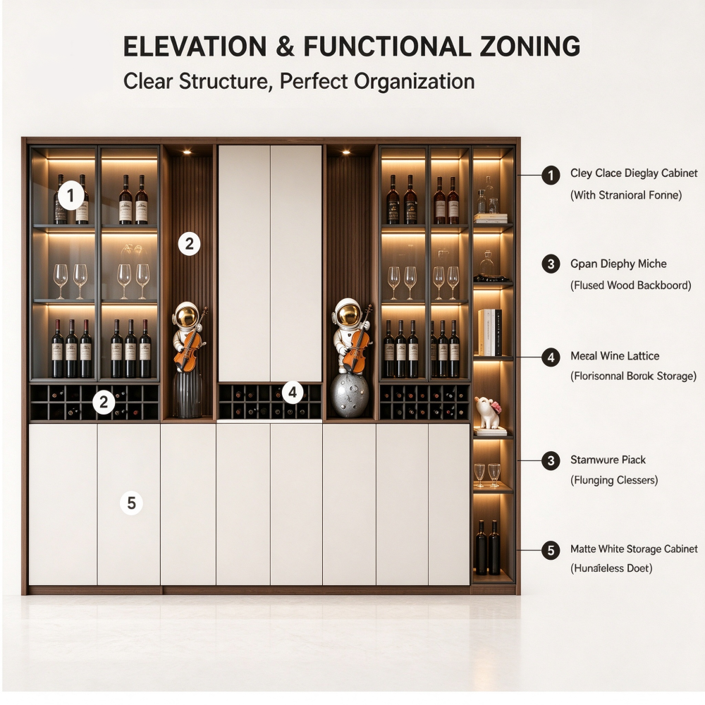 Modern Built in Solid Wood Wine Cabinet