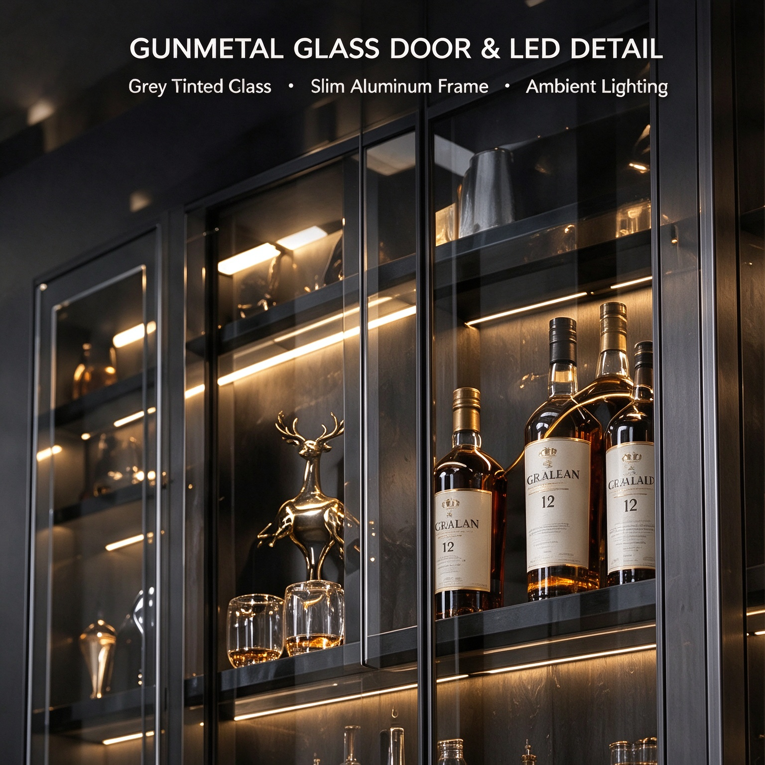 Modern Custom Wine Bar Cabinet with Led Lighting and Glass Doors Modern Custom Wine Bar Cabinet with Led Lighting and Glass Doors