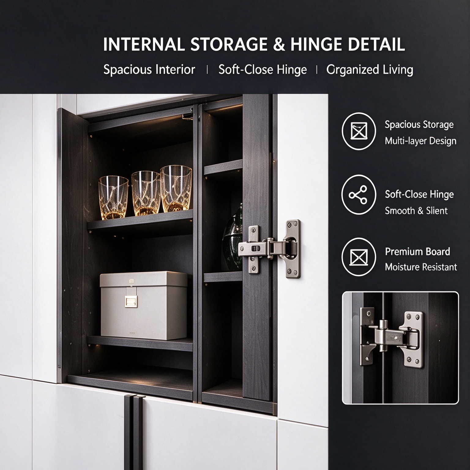 Modern Custom Wine Cabinet with Led Lighting Luxury Home Bar Storage Cabinet