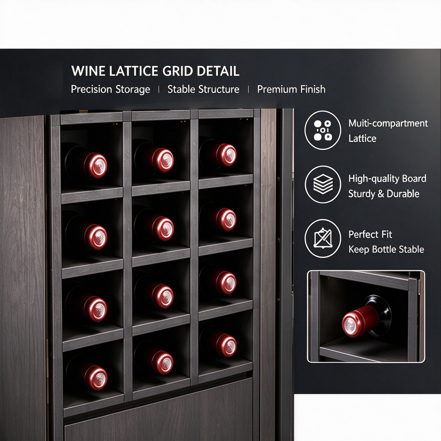 Modern Custom Wine Cabinet with Led Lighting Luxury Home Bar Storage Cabinet