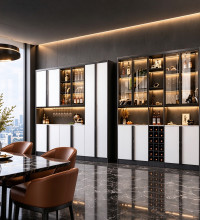 Modern Custom Wine Cabinet with Led Lighting Luxury Home Bar Storage Cabinet