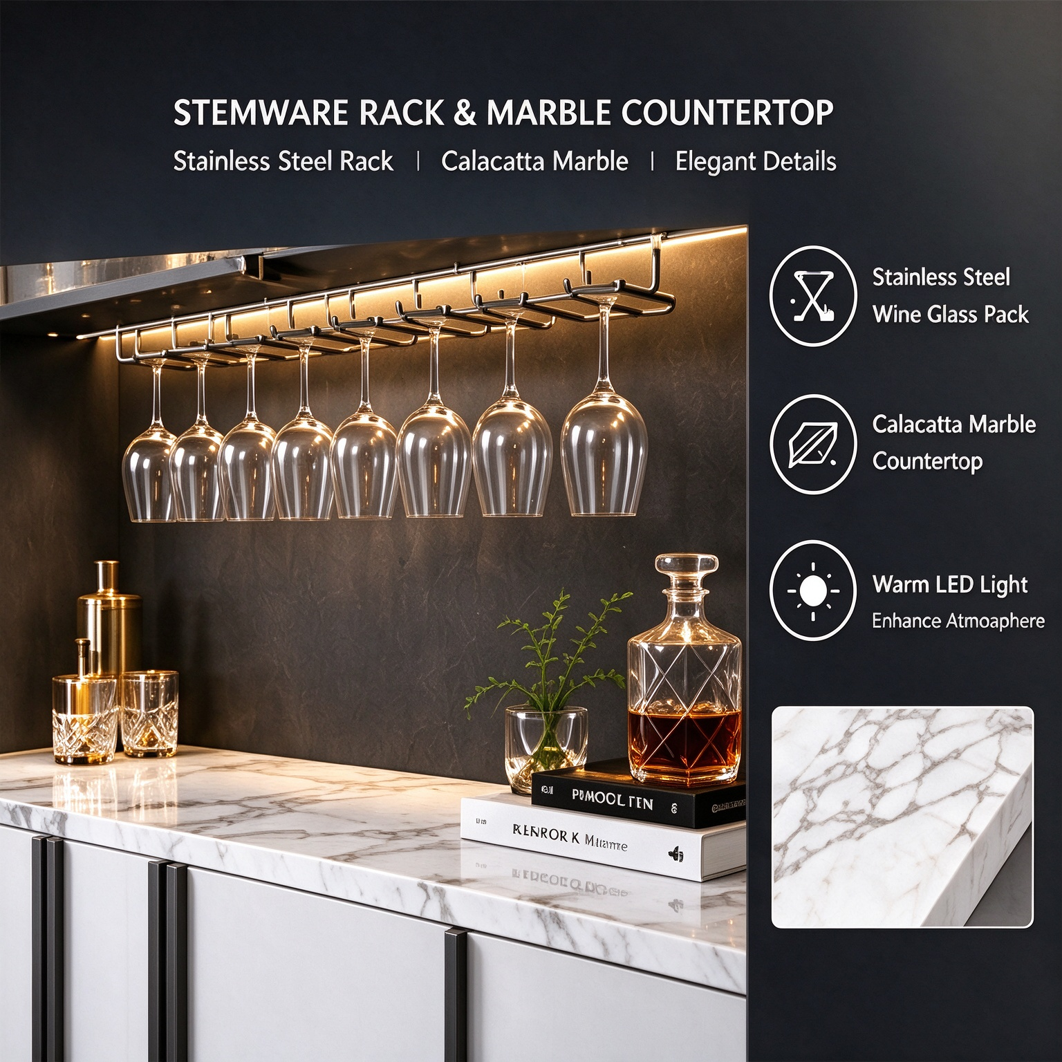 Modern Custom Wine Cabinet with Led Lighting Luxury Home Bar Storage Cabinet