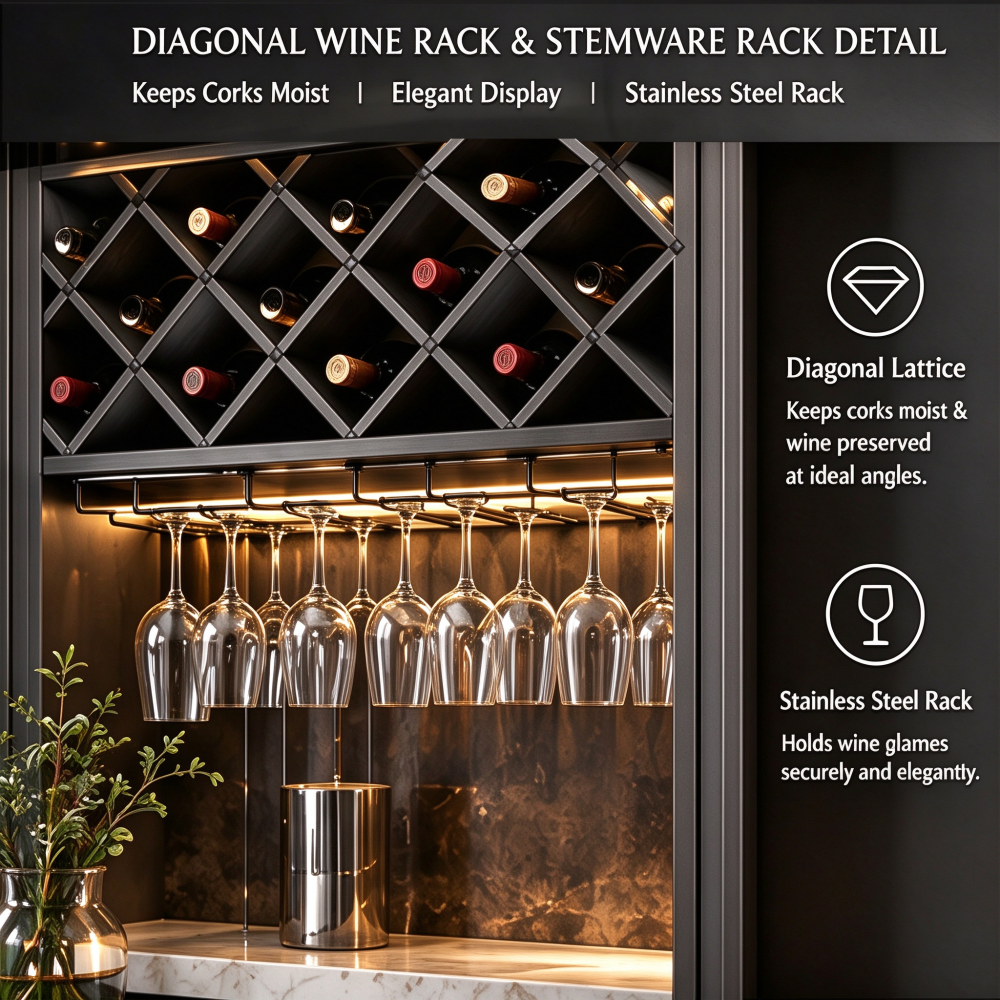 Modern Custom Wine Bar Cabinet with Led Lighting and Glass Doors Modern Custom Wine Bar Cabinet with Led Lighting and Glass Doors