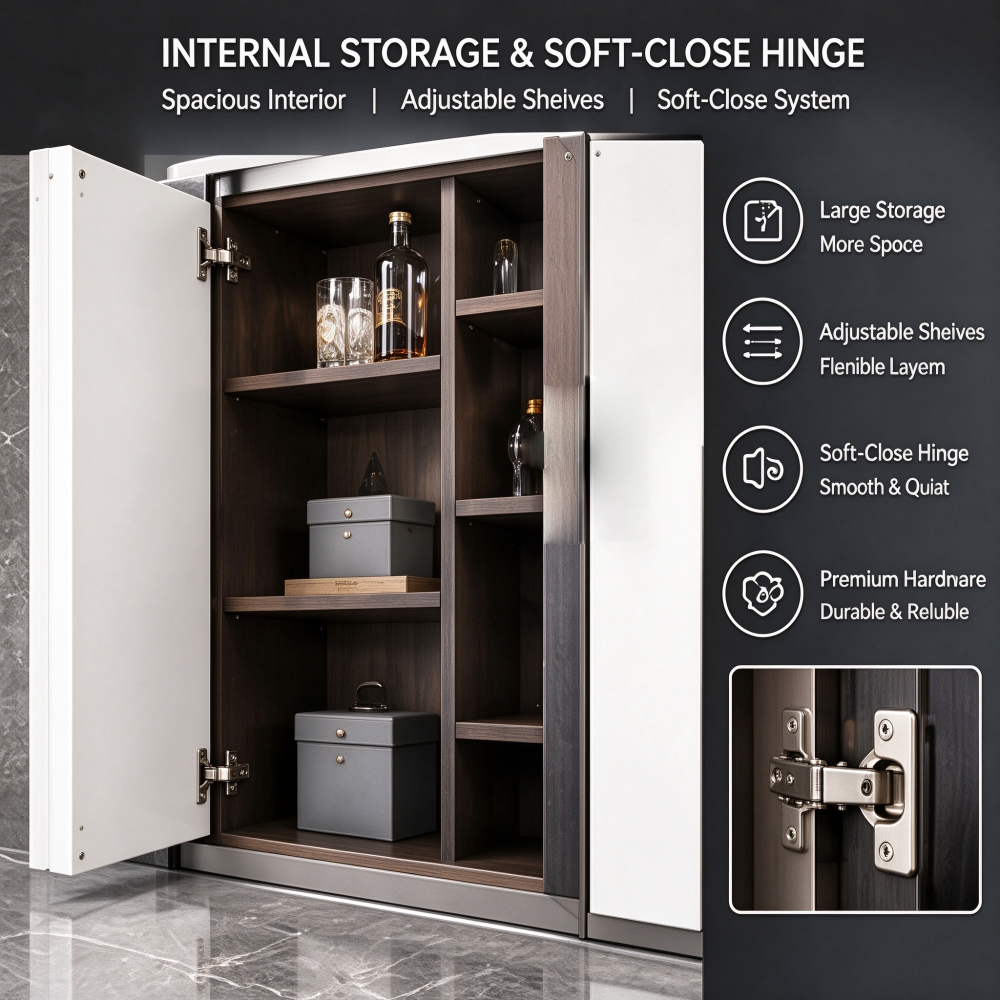Luxury Built-in Wine Cabinet with Glass Doors and Led Lighting