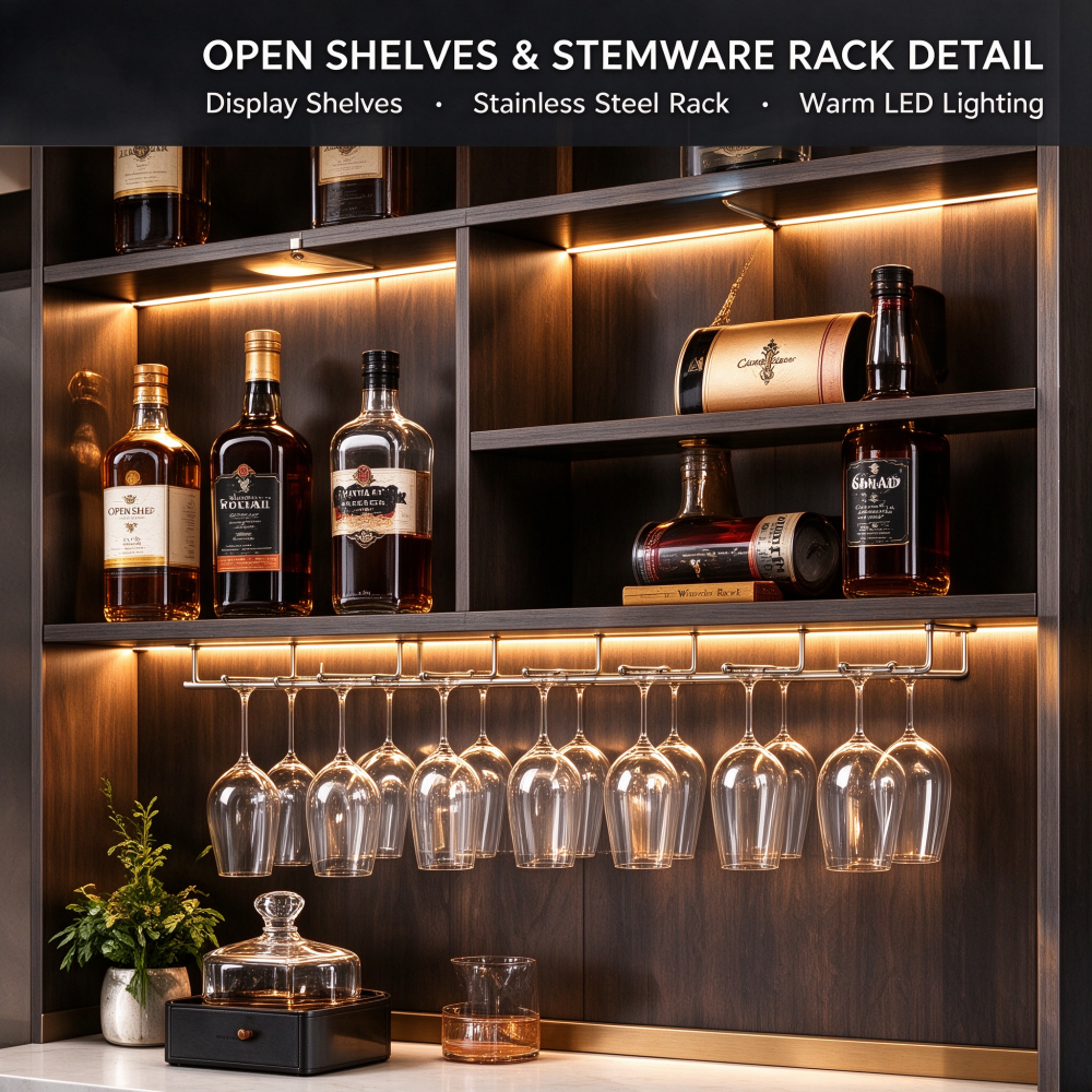Modern Wine Display Cabinet with Glass Doors Wine Rack and Led Lighting Modern Wine Display Cabinet with Glass Doors Wine Rack and Led Lighting