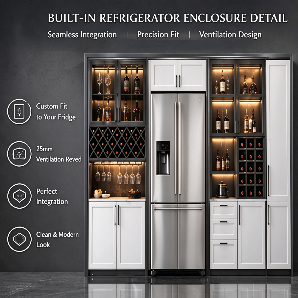 Modern Custom Wine Bar Cabinet with Led Lighting and Glass Doors