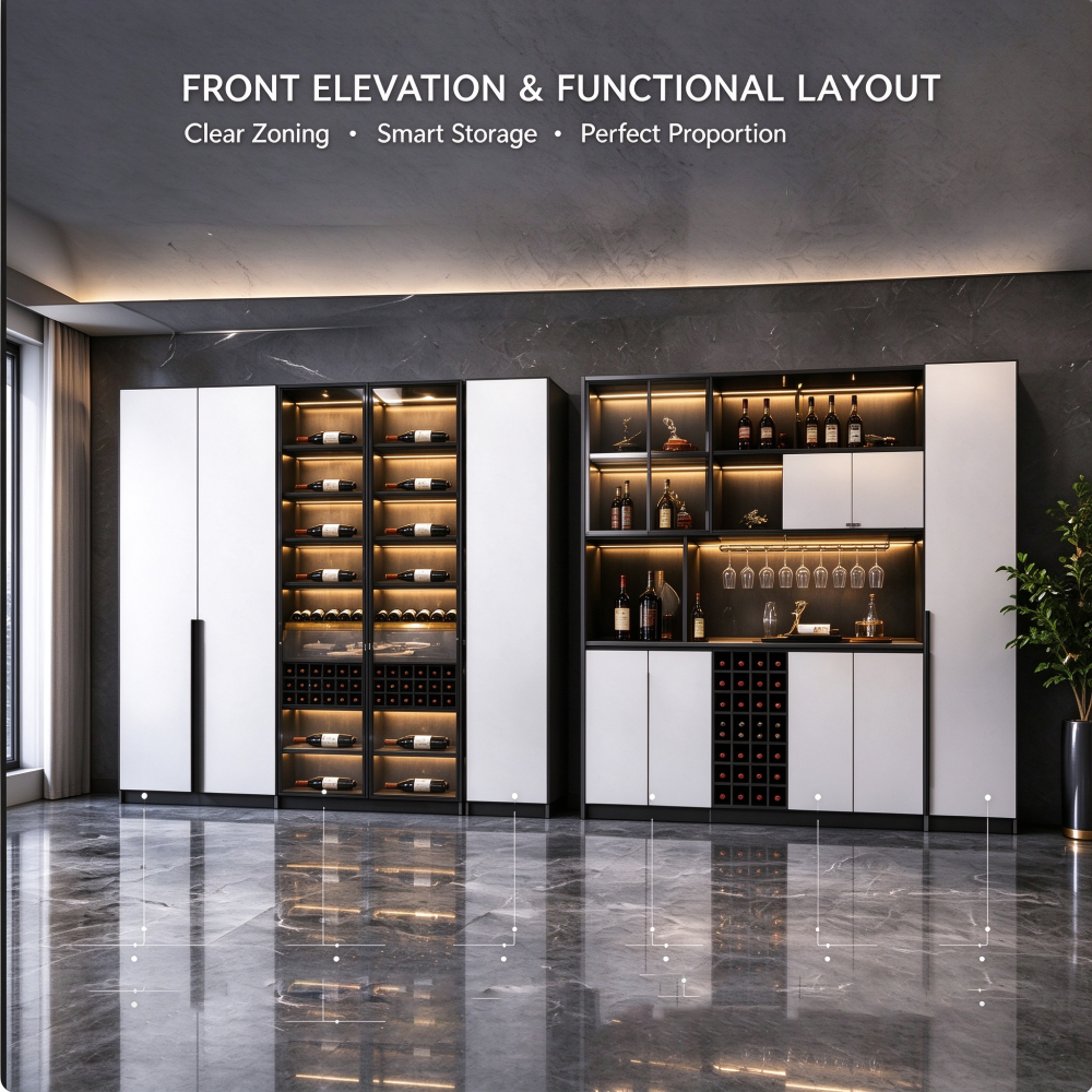 Modern Wine Display Cabinet with Glass Doors Wine Rack and Led Lighting Modern Wine Display Cabinet with Glass Doors Wine Rack and Led Lighting
