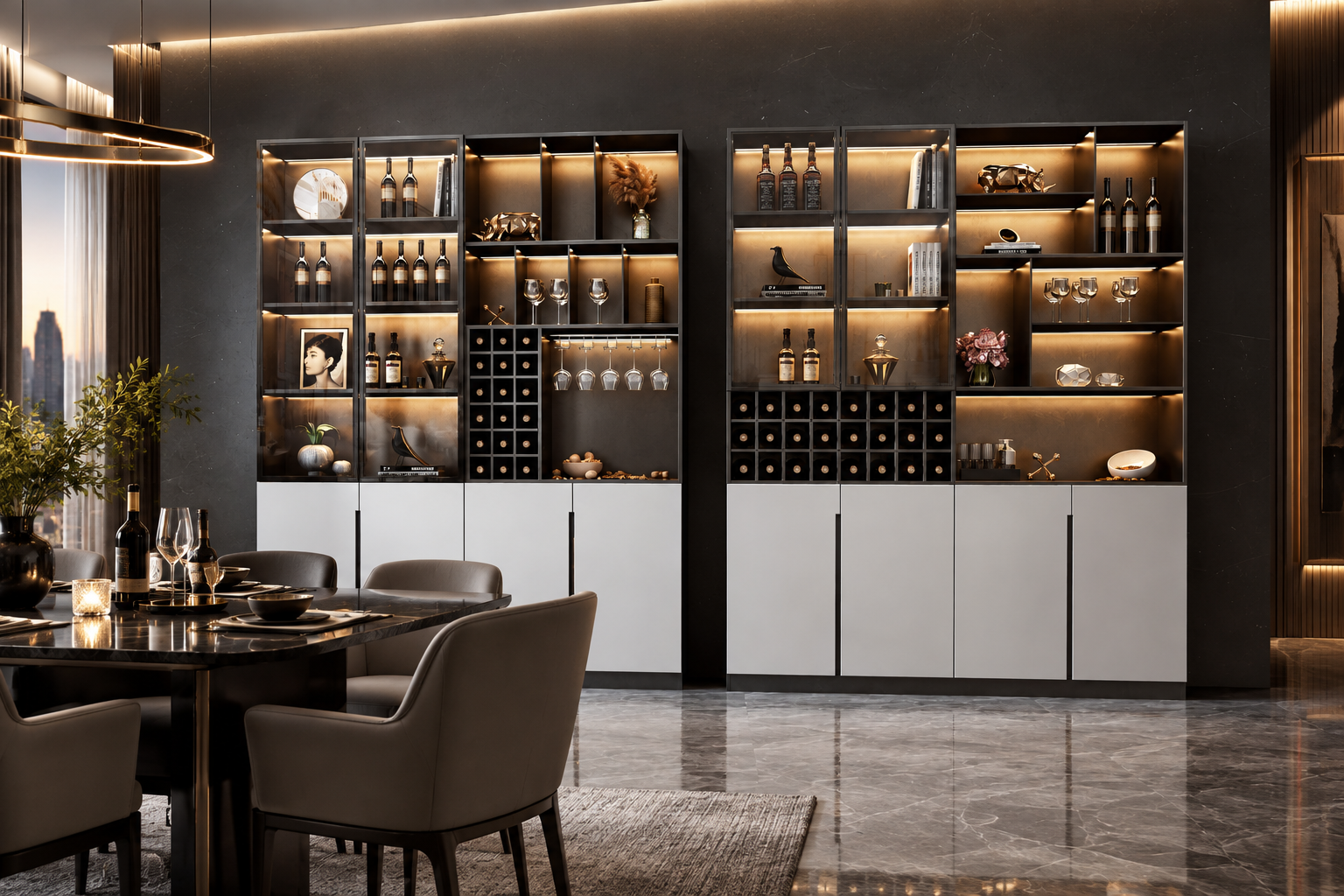 Custom Home Bar Cabinet with Wine Storage Glass Doors and Led Lighting Custom Home Bar Cabinet with Wine Storage Glass Doors and Led Lighting