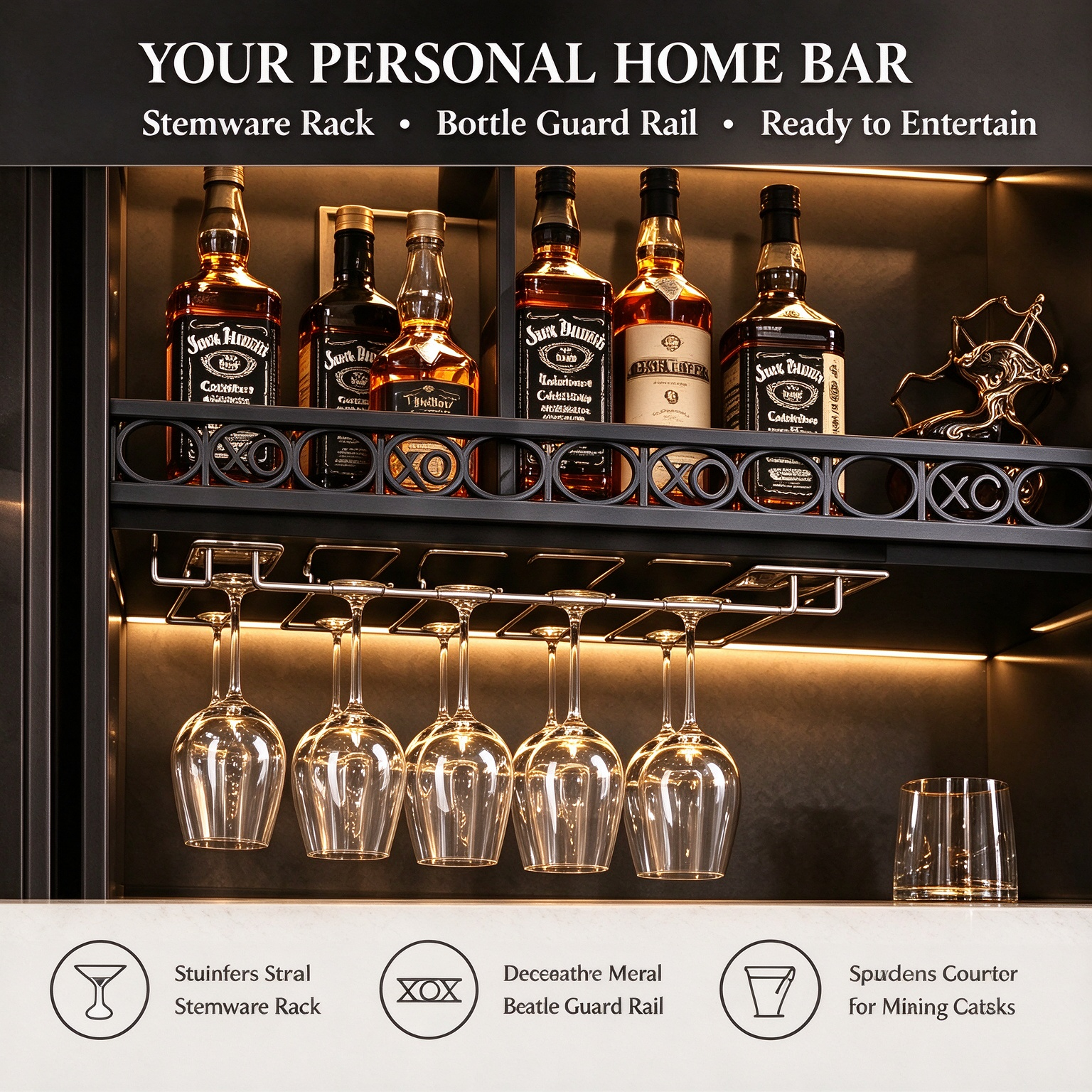Luxury Wine Storage Cabinet with Glass Display Doors and Integrated LED Luxury Wine Storage Cabinet with Glass Display Doors and Integrated LED
