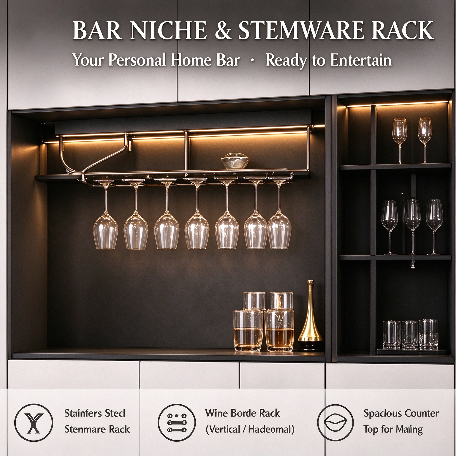 Modern Floor-To-Ceiling Wine Cabinet with Led Lighting Modern Floor-To-Ceiling Wine Cabinet with Led Lighting