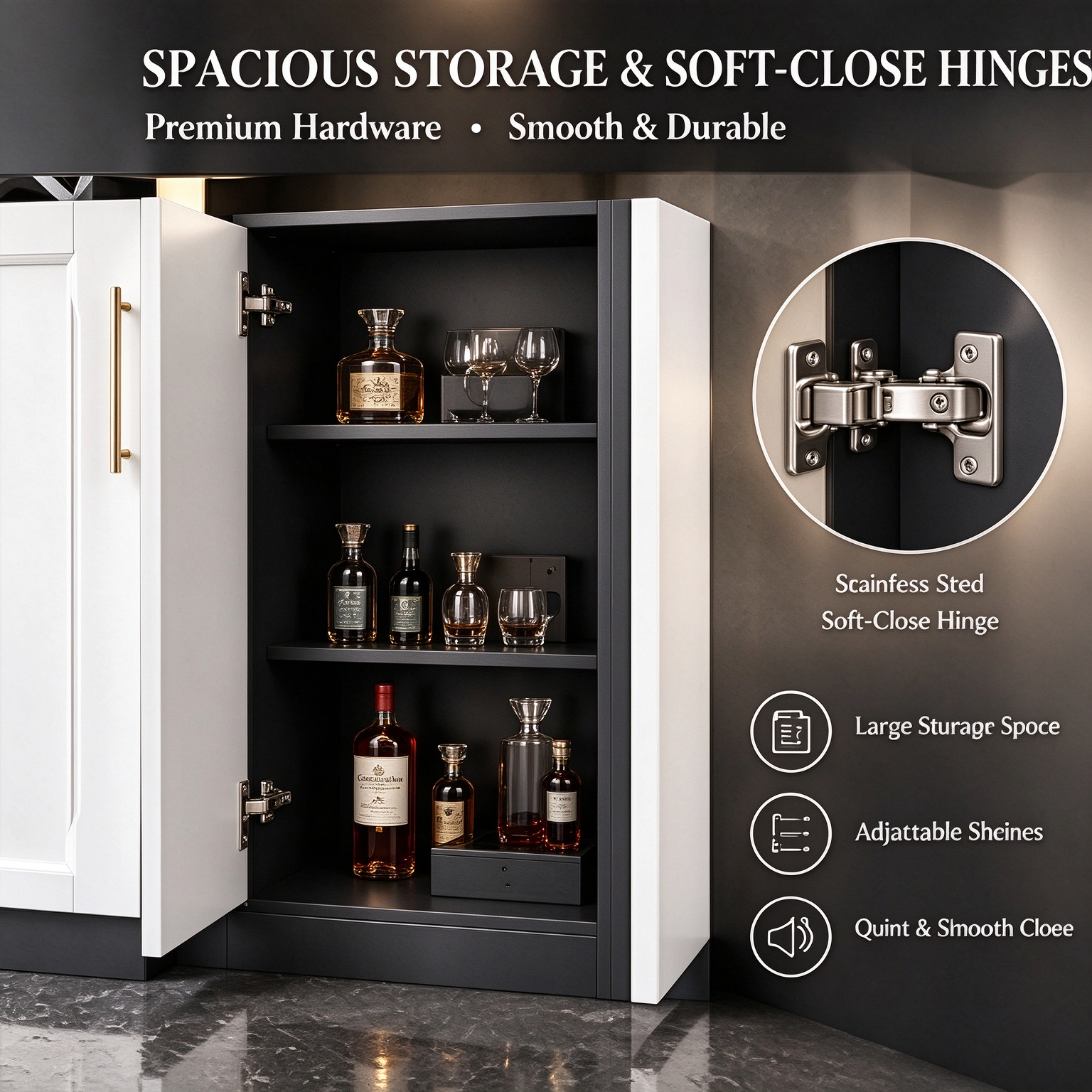 Luxury Wine Storage Cabinet with Glass Display Doors and Integrated LED