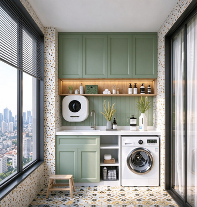 Laundry Room Wall and Base Cabinets