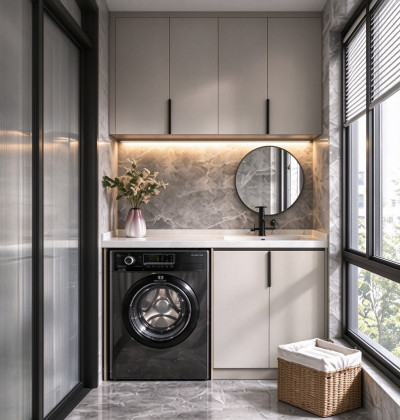 Modern Wood Laundry Room Cabinets