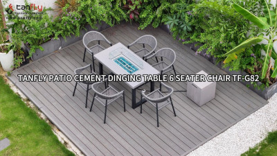 Tanfly Patio Cement Dining Bord 6 personers stol TF-G82