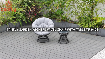 Chaise pivotante de jardin en osier Tanfly avec table TF-9403