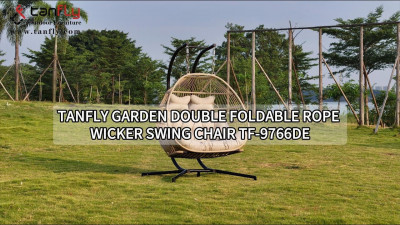 Chaise pivotante double pliable en corde et osier Tanfly Garden TF-9766de