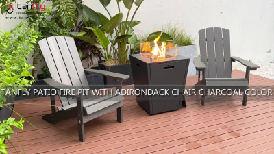 TANFLY PATIO KOMINEK Z KRZESŁEM ADIRONDACK W KOLORZE WĘGLOWYM