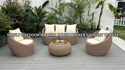 Tanfly Outdoor Moderne Rund Wicker Sofa Sæt TF-6074