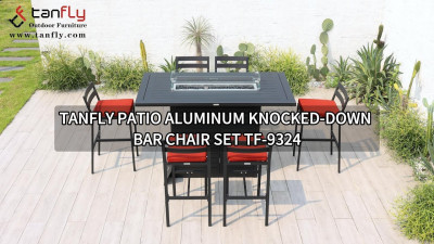 Tanfly Patio Aluminium Banket-Down Barstol Sæt TF-9324