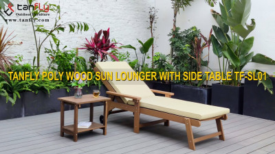 TANFLY POLY ДЕРЕВЯННЫЙ Шезлонг С СТОЛИКОМ TF SL01