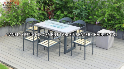 Tanfly udendørs cementbord 6 pers. stol TF-G81
