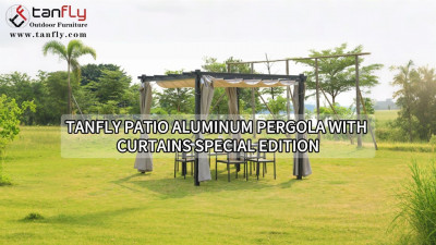 Tanfly Patio Aluminium Pergola mit Vorhängen Sonderedition