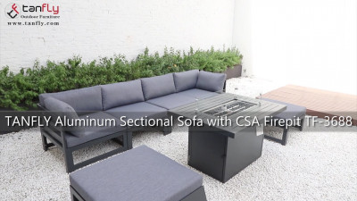 Aluminiowa sofa segmentowa TANFLY ze stołem kominkowym CSA TF-3688