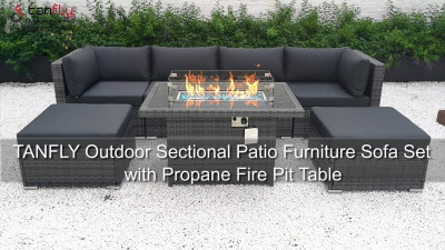 TANFLY Ensemble de sofa sectionnel extérieur de meubles de patio avec table de foyer au propane