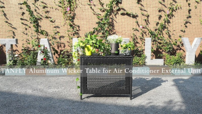 TANFLY Aluminum Wicker Table for Air Conditioner External Unit