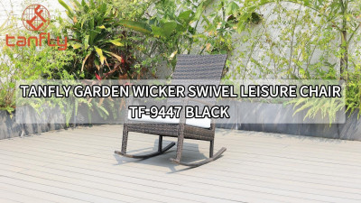 Chaise de jardin pivotante en osier Tanfly TF-9447, noire