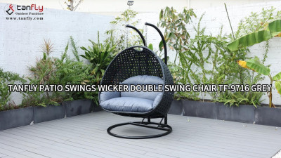 Tanfly Patio Swings Плетеное двойное кресло-качалка TF-9716 Серый