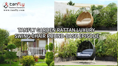 Chaise pivotante de luxe en rotin de jardin Tanfly, épisode à base ronde