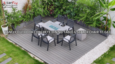 Tanfly Udendørs Beton Spisebord 6 pers. Stol TF-G83
