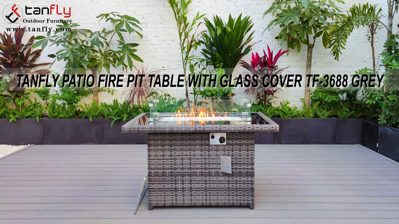TANFLY PATIO BRANDGÅRSBORD MED GLASKLÄDD TF-3688 GRÅ