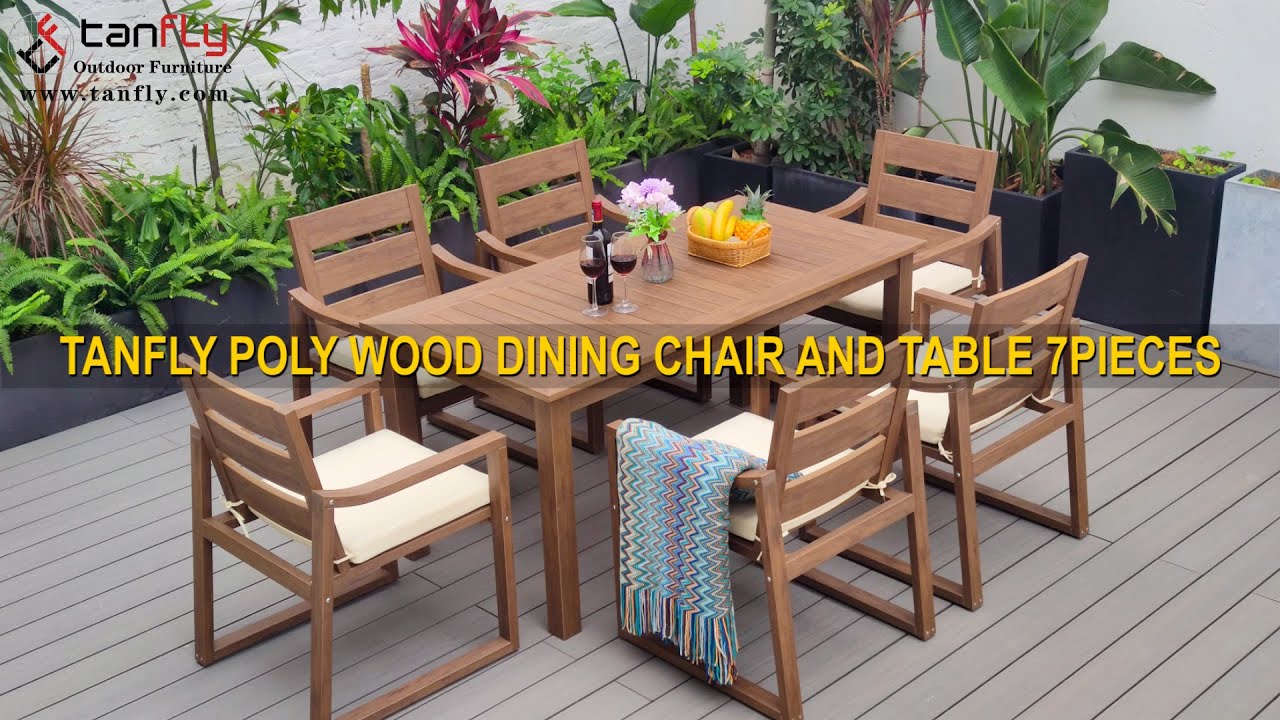 TANFLY POLY WOOD ОБЕДЕННЫЙ СТУЛ И СТОЛ, 7 ШТ.
