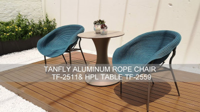 Silla de cuerda de aluminio TANFLY TF-2511 y mesa HPL TF-2559