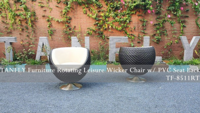 TANFLY Furniture Rotating Leisure Wicker Chair with PVC Seat Back TF 8511RT