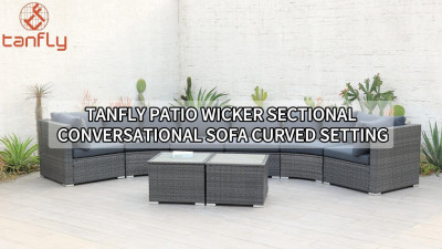 Tanfly Patio Wicker Sectional Conversational Sofa buet indstilling