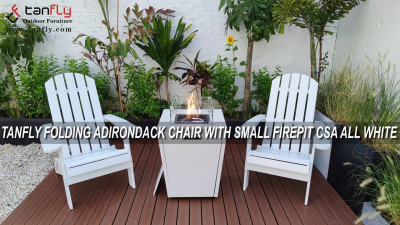 TANFLY เก้าอี้พับ Adirondack พร้อมหลุมไฟขนาดเล็ก CSA All White