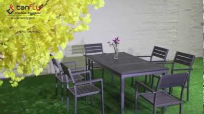 Silla y mesa de aluminio Tanfly Patio con tapa de polywood