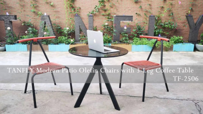 เก้าอี้ Patio Olefin Rope พร้อมโต๊ะกาแฟ 3 ขา
