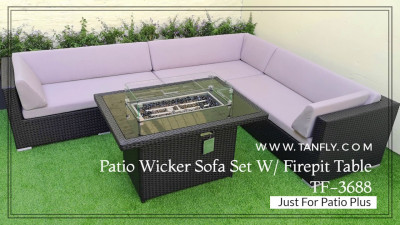 TANFLY Patio Hasır Koltuk Takımı Firepit Tablalı TF-3688