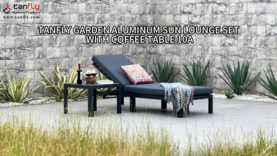 커피 테이블 10A가 있는 TANFLY GARDEN 알루미늄 일광욕 라운지 세트