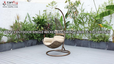 Tanfly Outdoor Pojedyncza wiklinowa huśtawka Egg TF-9713 Brąz